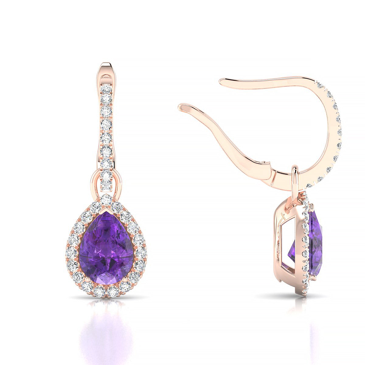 Sunrise | 18k Rose Gold 7 x 5 mm Pear Amethyst Earrings