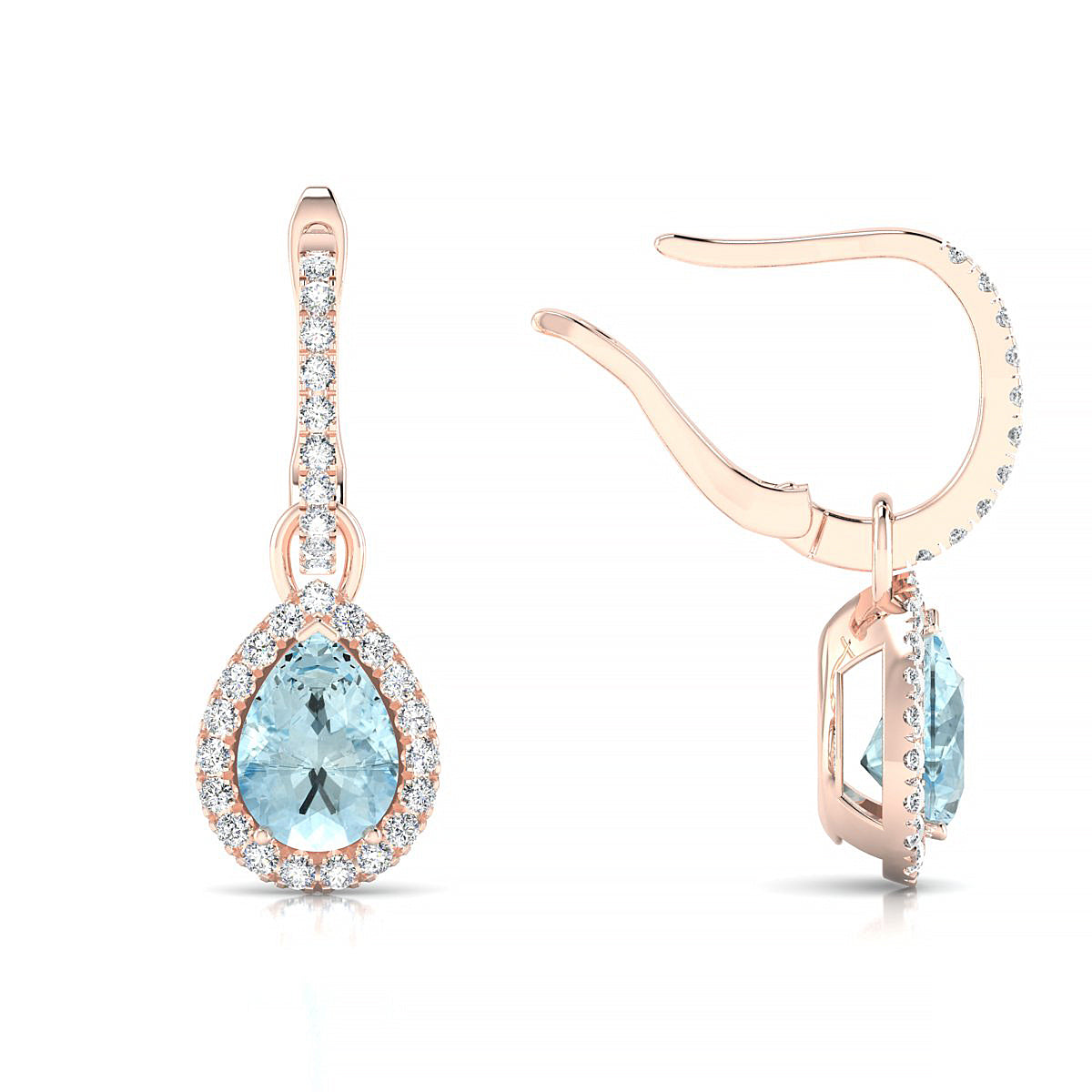 Sunrise | 18k Rose Gold 7 x 5 mm Pear Aquamarine Earrings