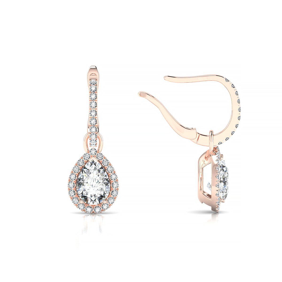Sunrise | 18k Rose Gold 7 x 5 mm Pear Diamond Earrings