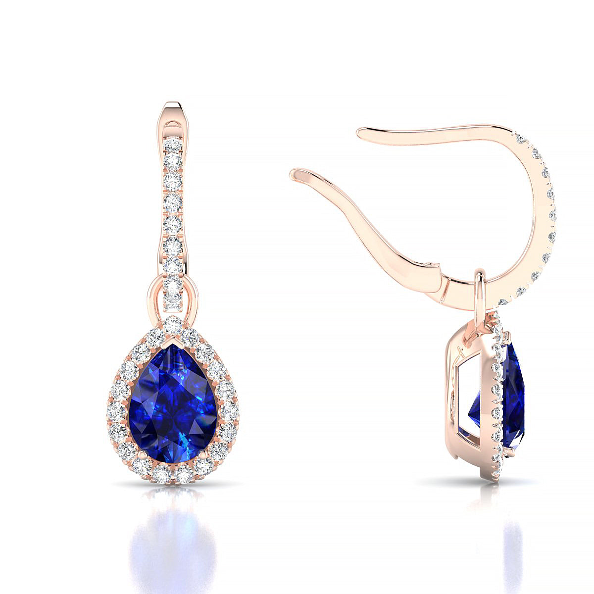 Sunrise | 18k Rose Gold 7 x 5 mm Pear Sapphire Earrings
