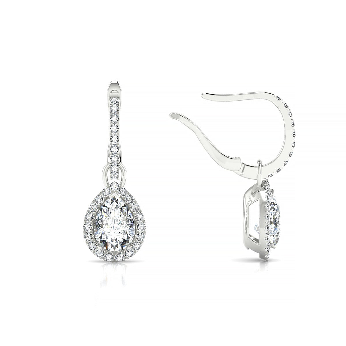 Sunrise | 18k White Gold 7 x 5 mm Pear Diamond Earrings