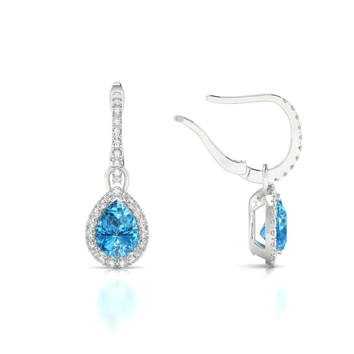 Sunrise | 18k White Gold 7 x 5 mm Pear Topaz Earrings