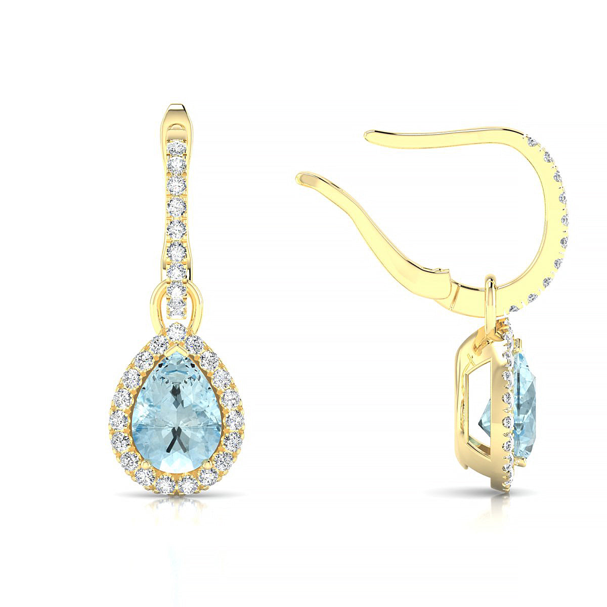 Sunrise | 18k Yellow Gold 7 x 5 mm Pear Aquamarine Earrings