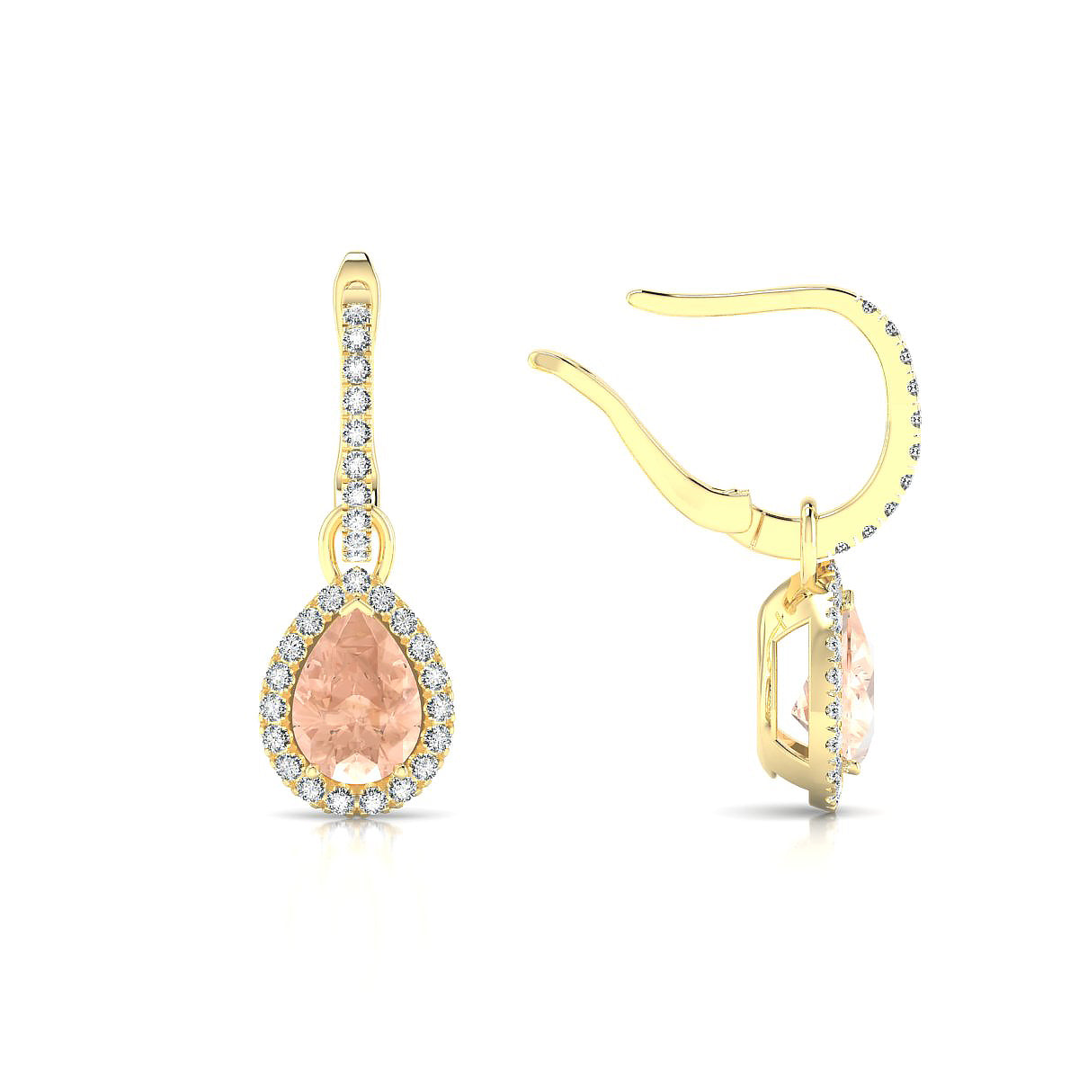 Sunrise | 18k Yellow Gold 7 x 5 mm Pear Morganite Earrings