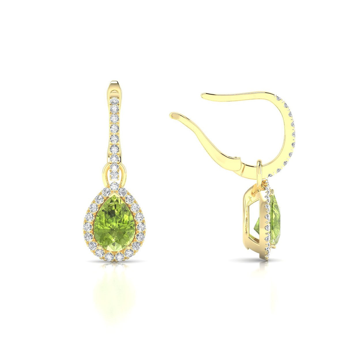Sunrise | 18k Yellow Gold 7 x 5 mm Pear Peridot Earrings