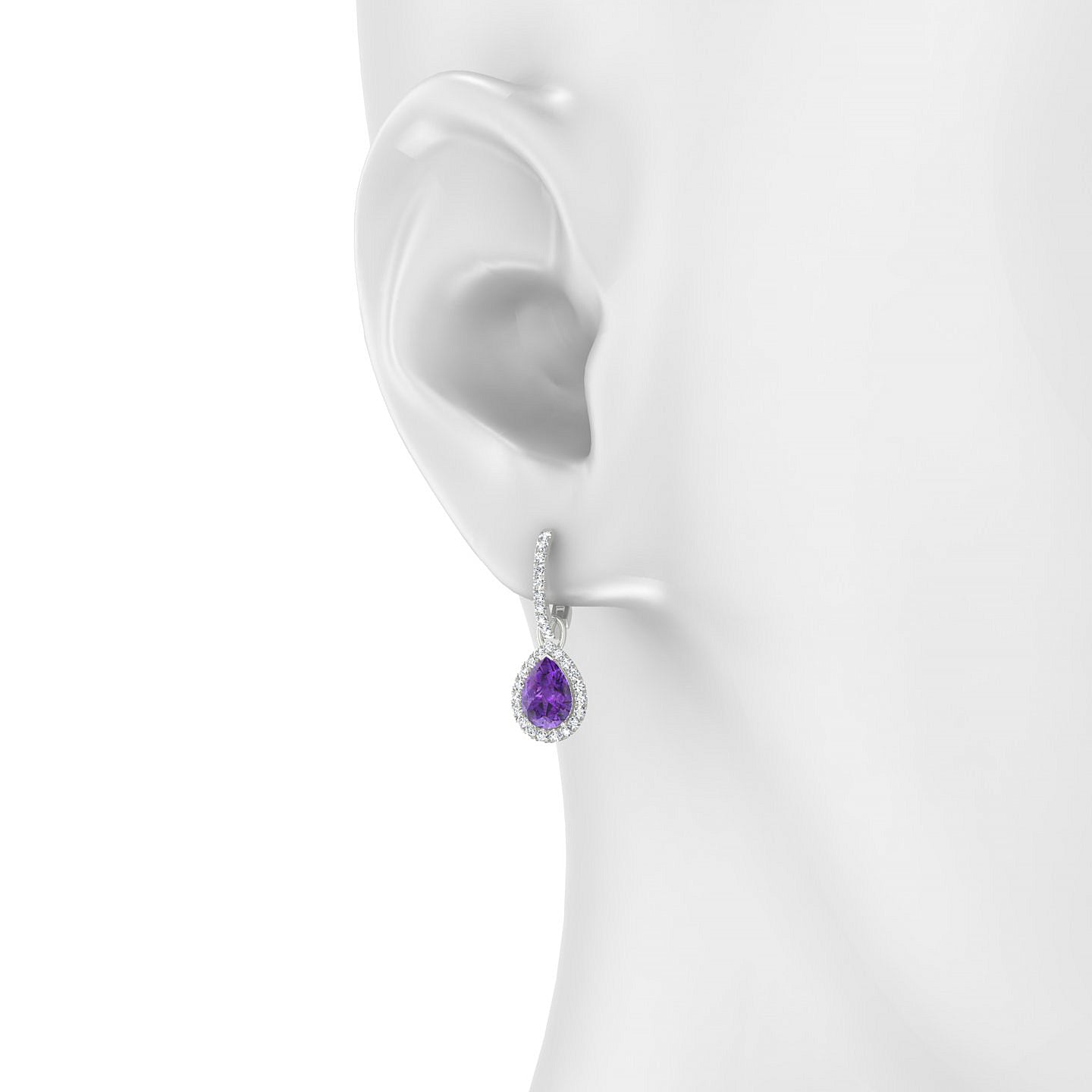 Sunrise | 18k White Gold 7 x 5 mm Pear Amethyst Earrings