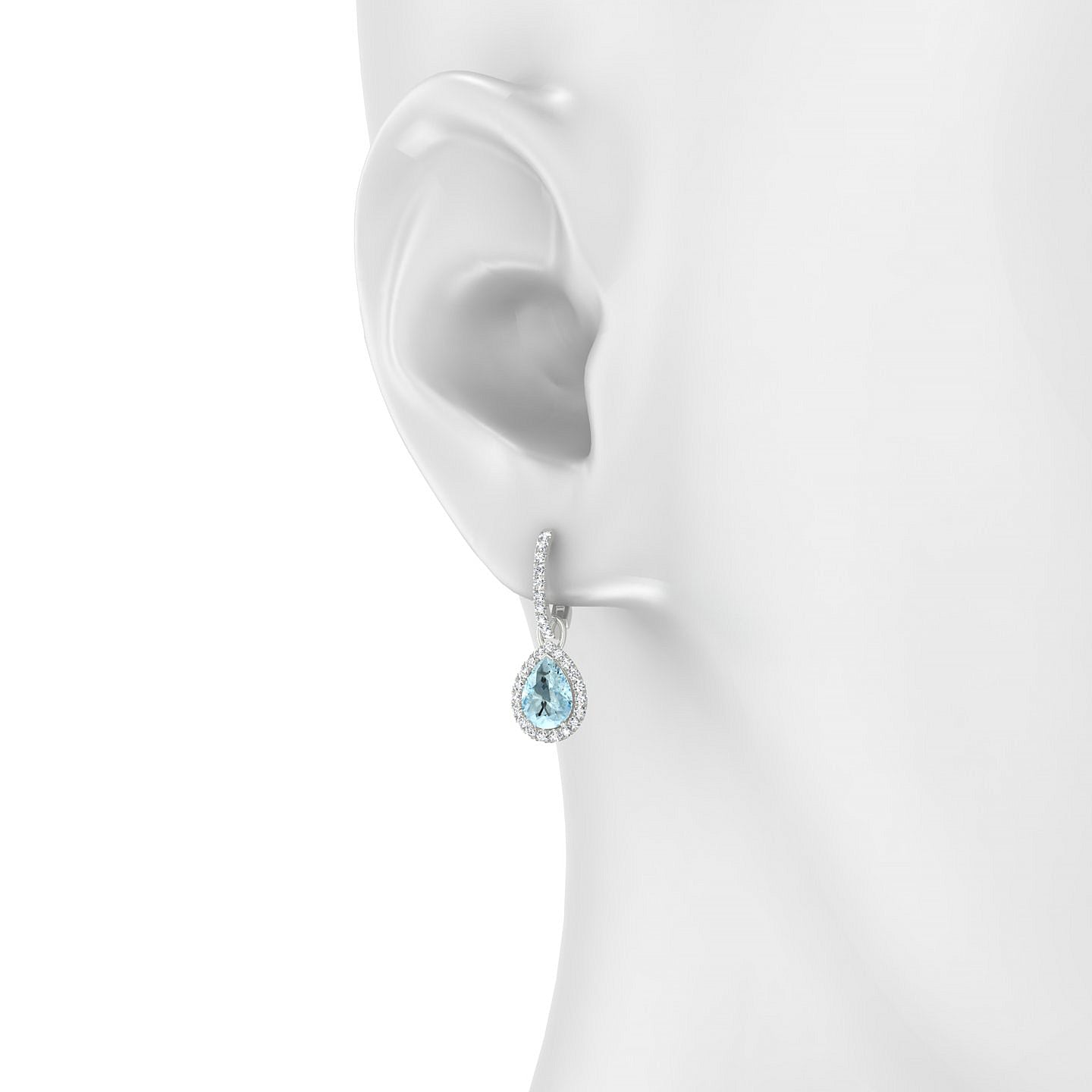Sunrise | 18k White Gold 7 x 5 mm Pear Aquamarine Earrings