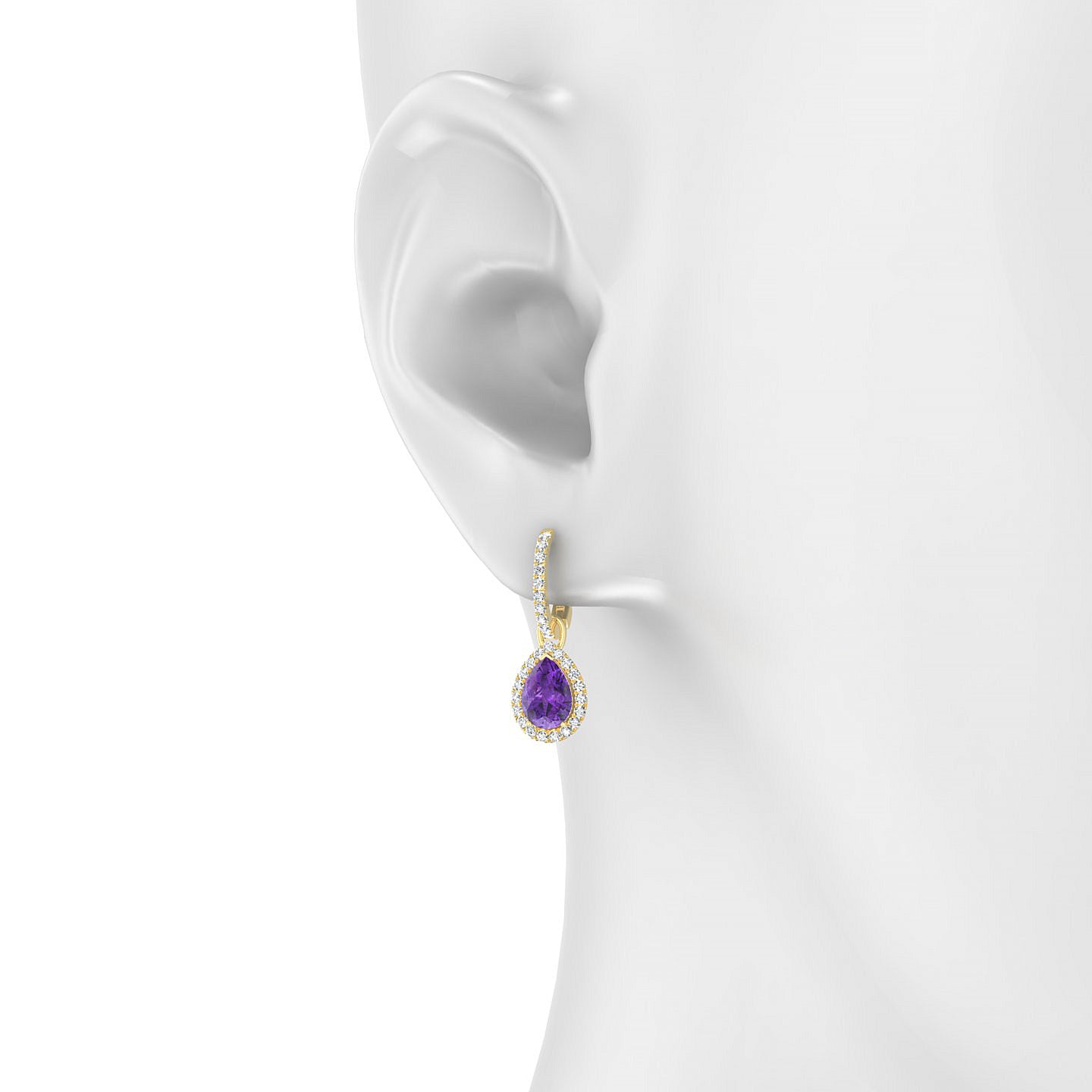 Sunrise | 18k Yellow Gold 7 x 5 mm Pear Amethyst Earrings