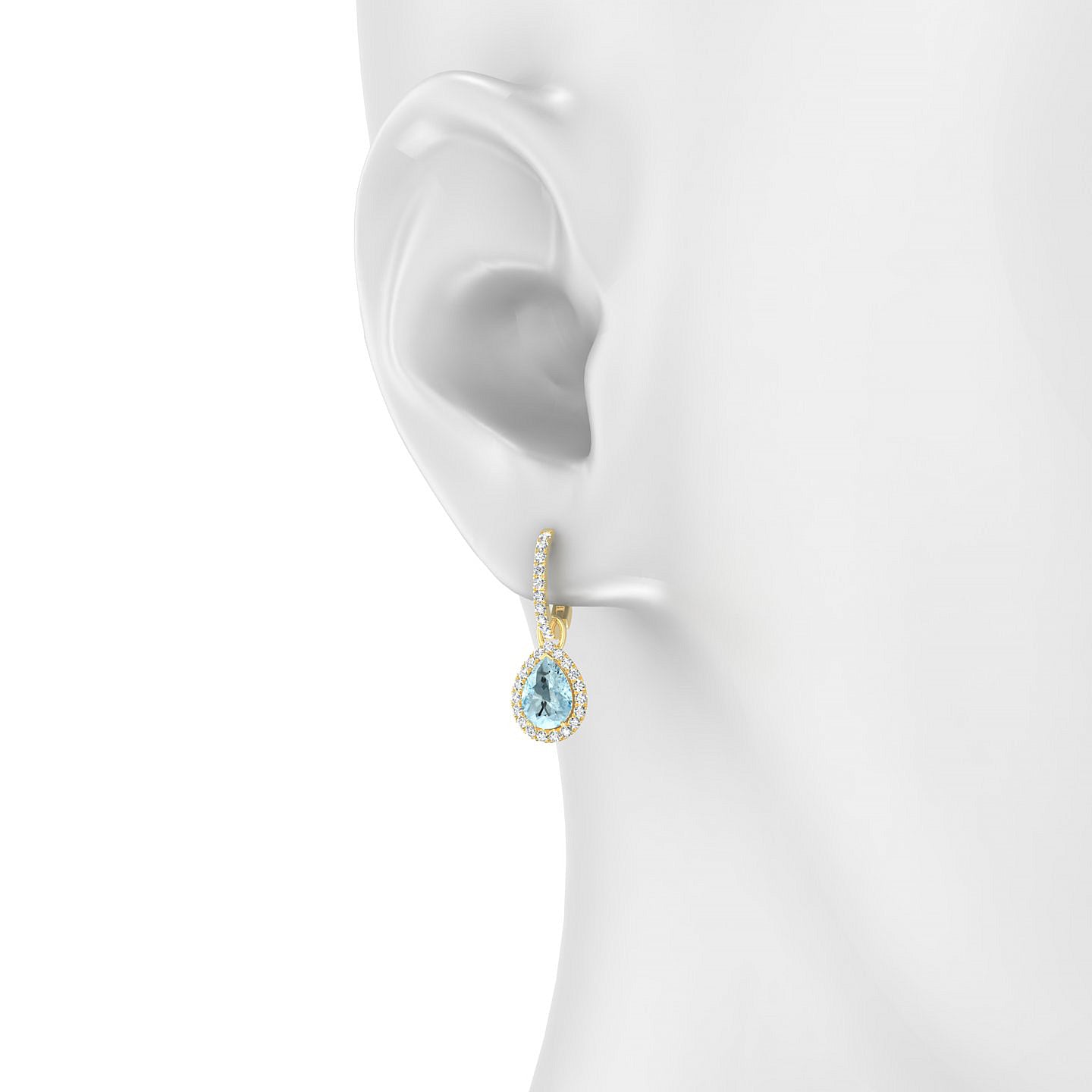 Sunrise | 18k Yellow Gold 7 x 5 mm Pear Aquamarine Earrings