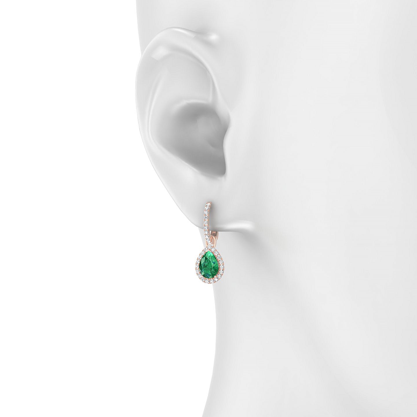 Sunrise | 18k Rose Gold 7 x 5 mm Pear Emerald Earrings