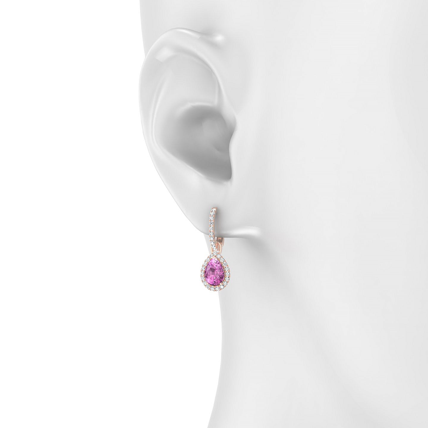 Sunrise | 18k Rose Gold 7 x 5 mm Pear Pink Sapphire Earrings
