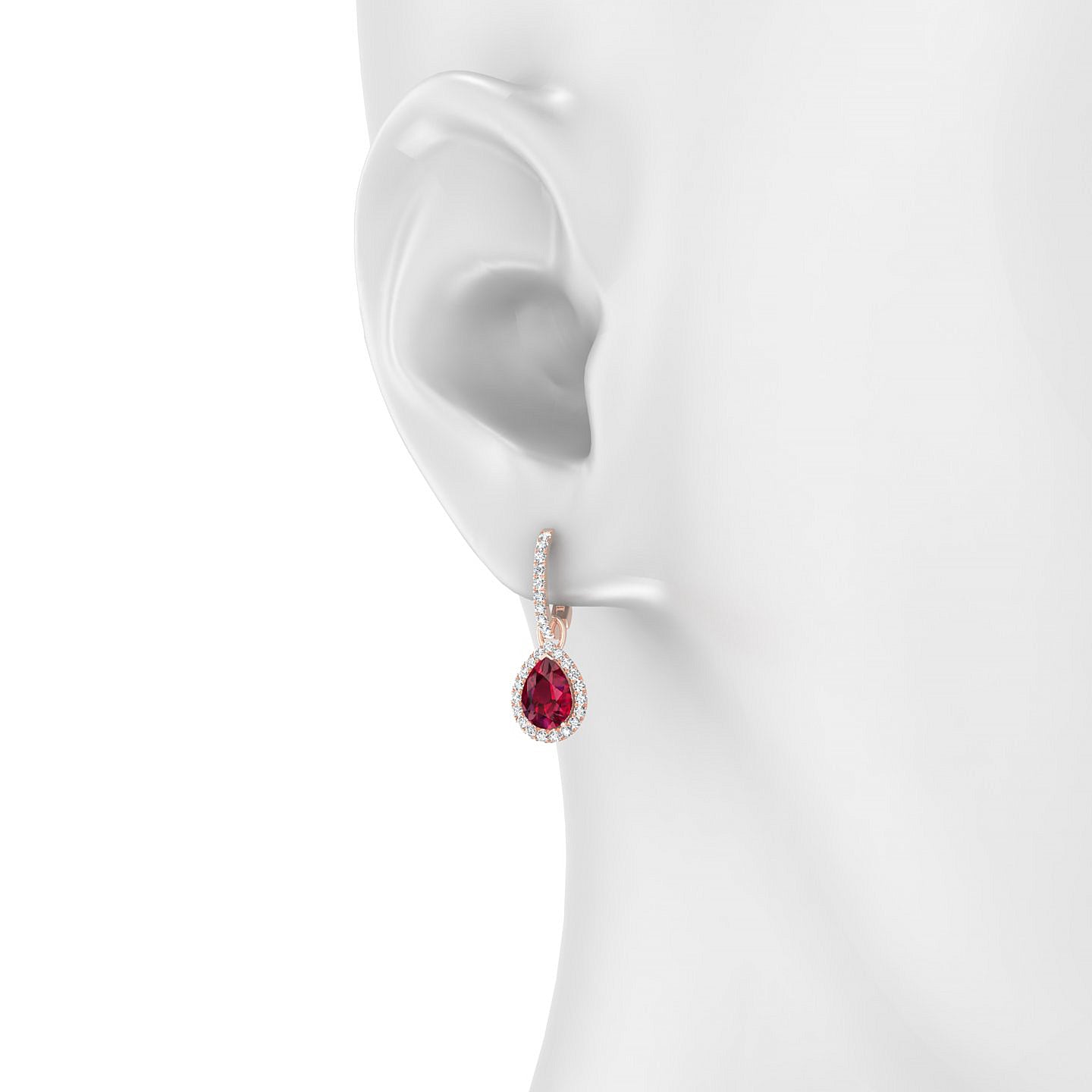 Sunrise | 18k Rose Gold 7 x 5 mm Pear Ruby Earrings