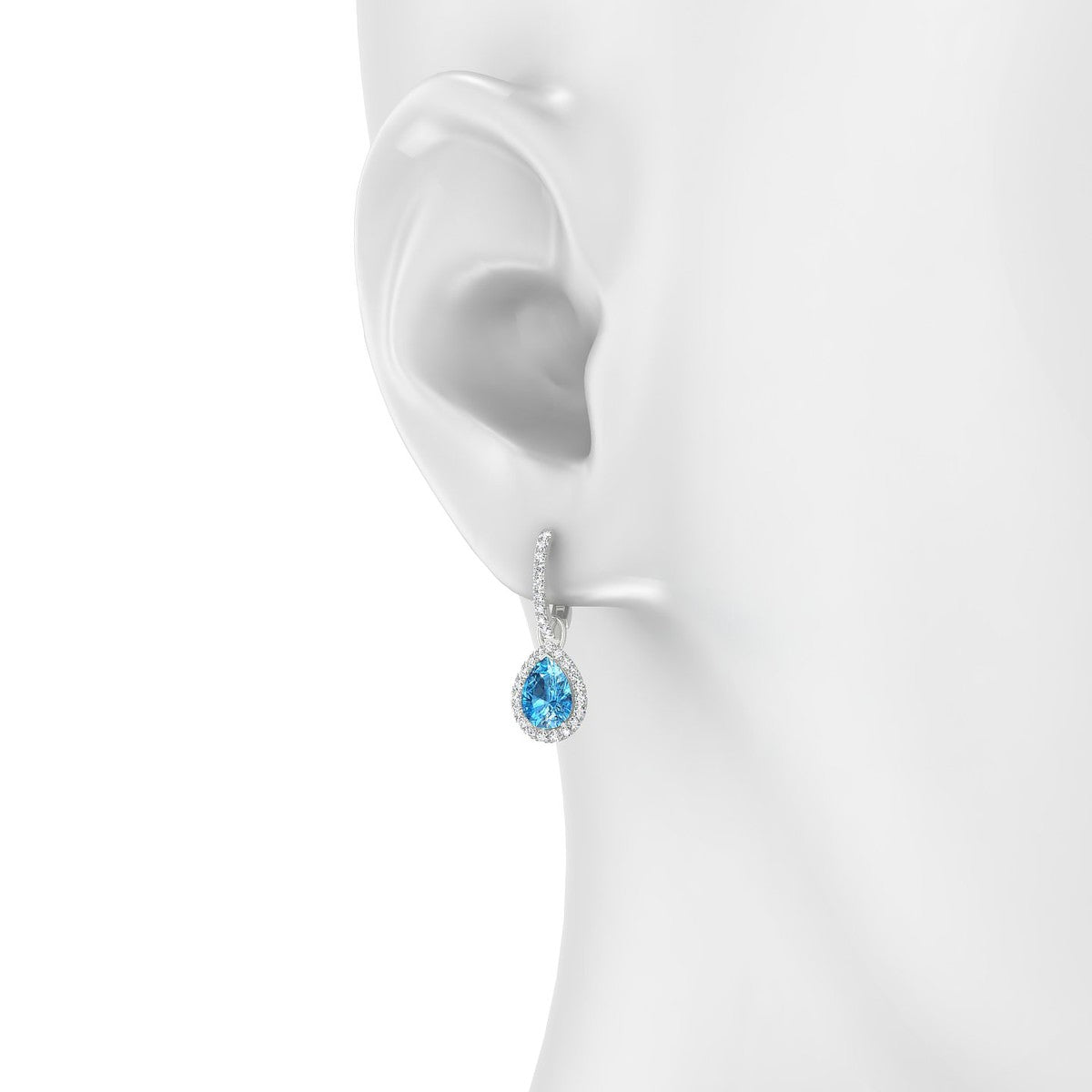 Sunrise | 18k White Gold 7 x 5 mm Pear Topaz Earrings