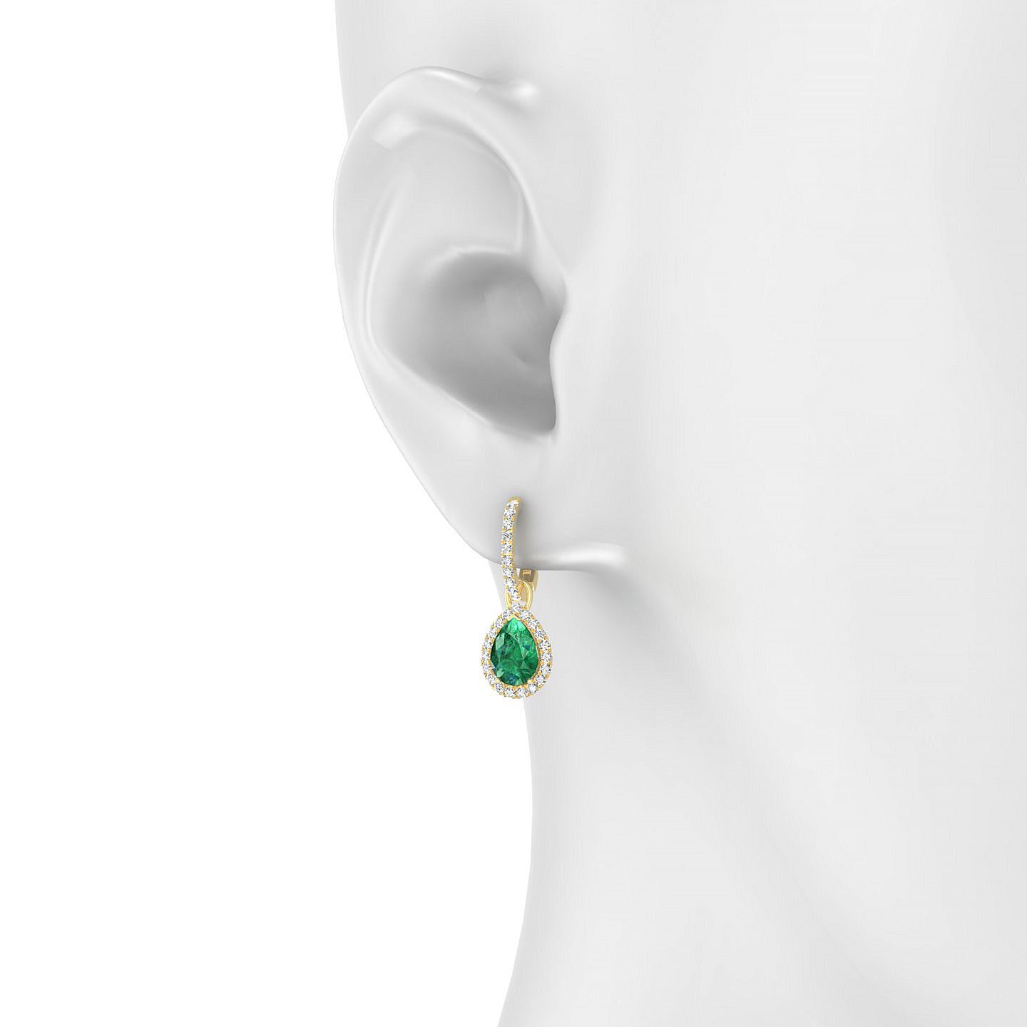 Sunrise | 18k Yellow Gold 7 x 5 mm Pear Emerald Earrings