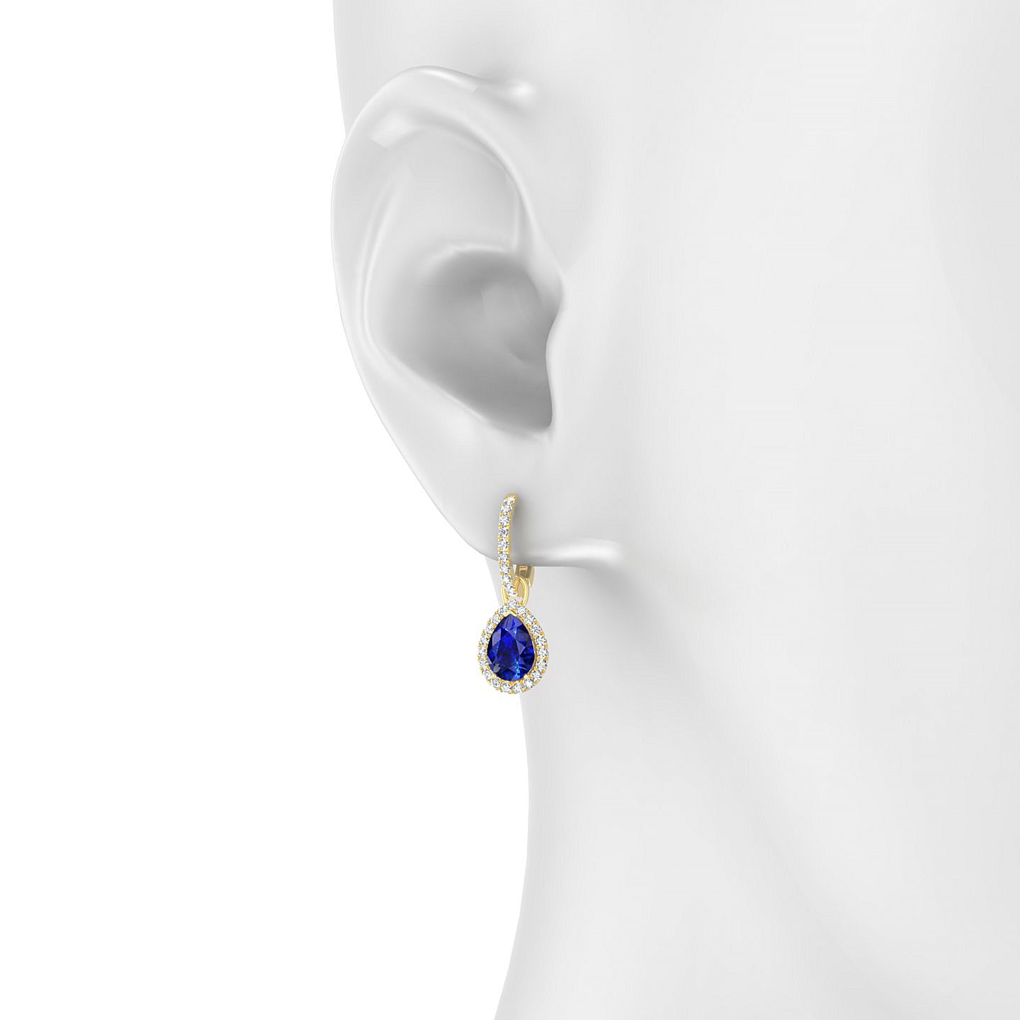 Sunrise | 18k Yellow Gold 7 x 5 mm Pear Sapphire Earrings