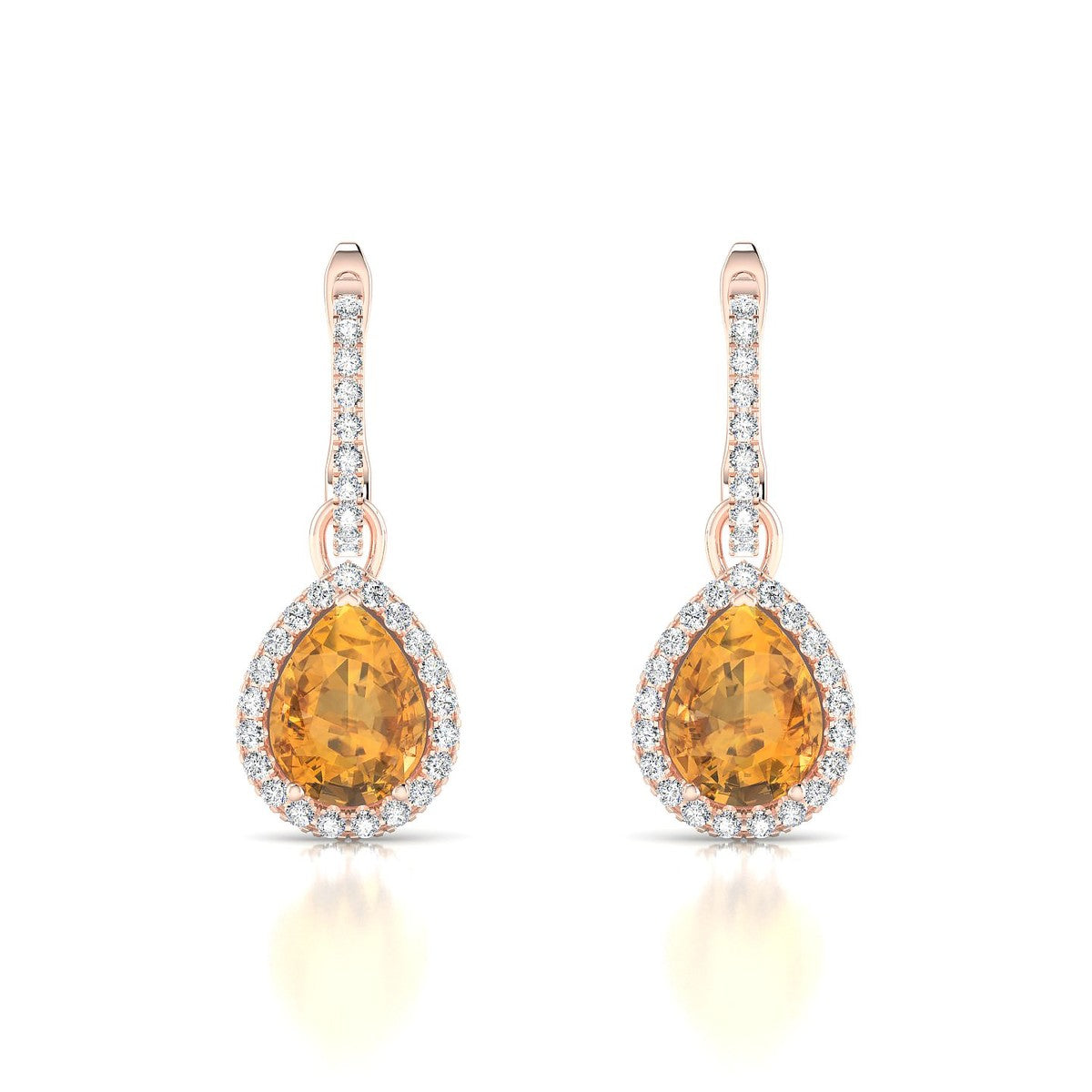Sunrise | 18k Rose Gold 8 x 6 mm Pear Citrine Earrings