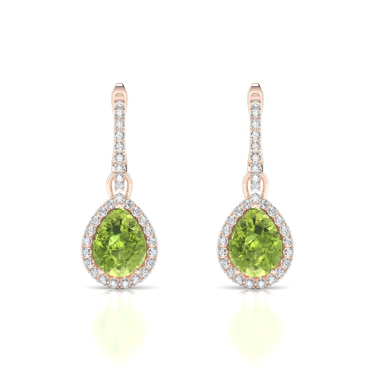 Sunrise | 18k Rose Gold 8 x 6 mm Pear Peridot Earrings