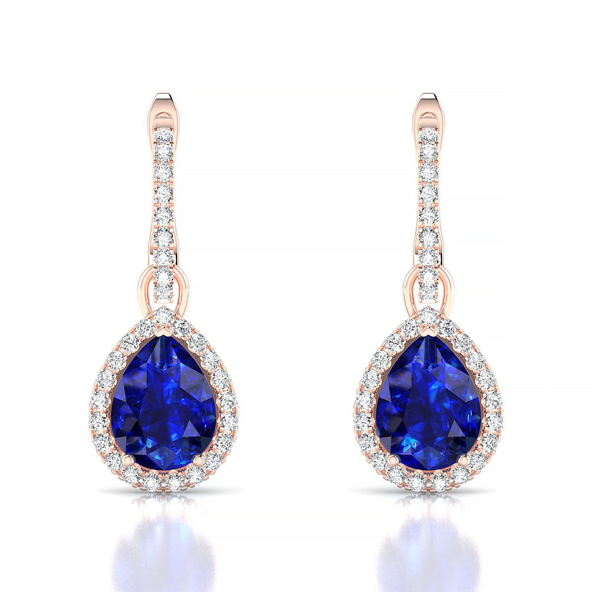 Sunrise | 18k Rose Gold 8 x 6 mm Pear Sapphire Earrings