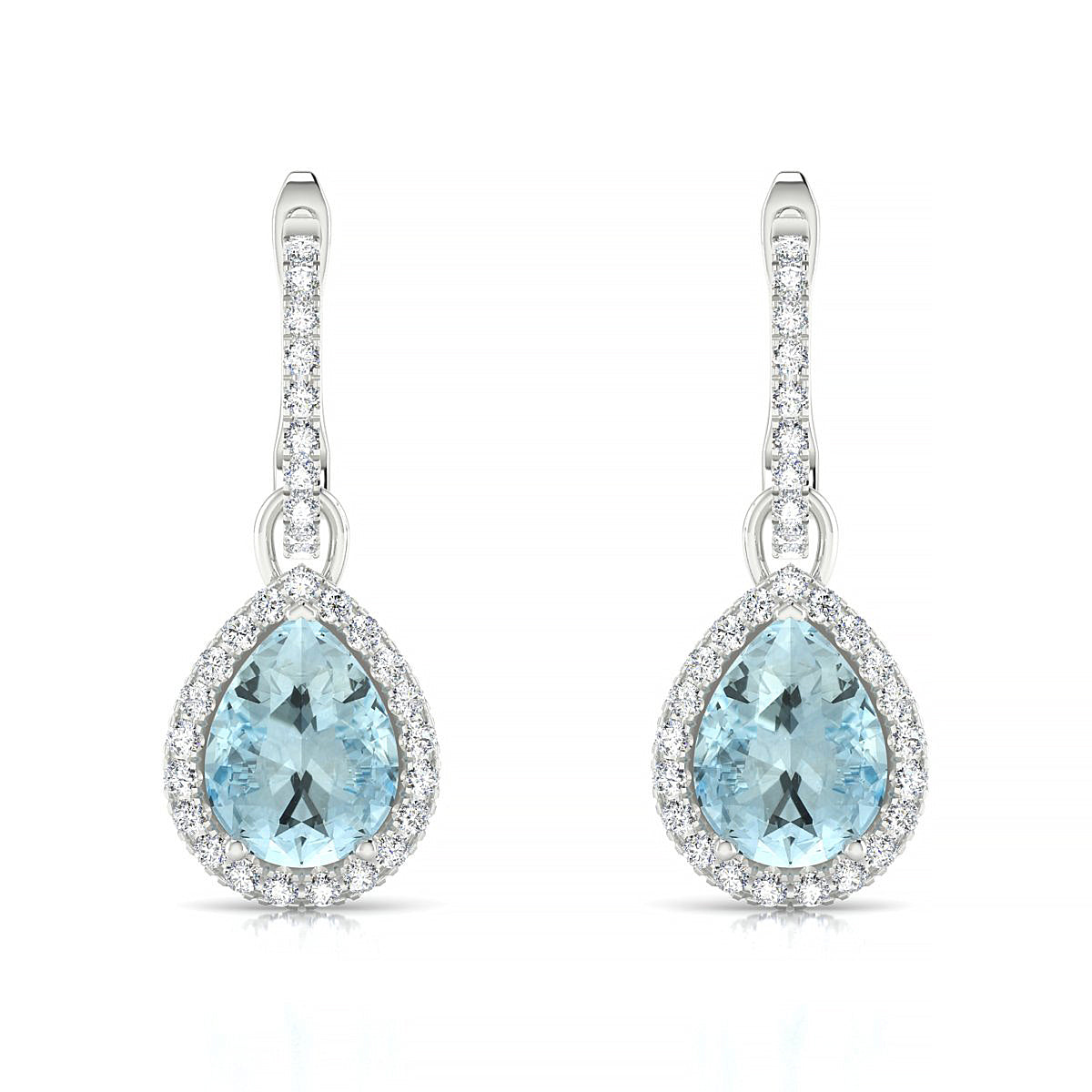 Sunrise | 18k White Gold 8 x 6 mm Pear Aquamarine Earrings