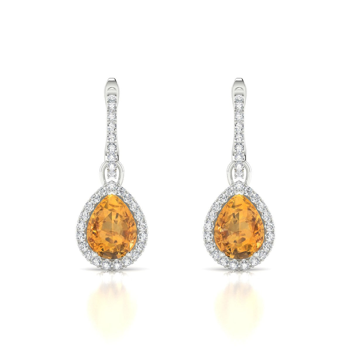 Sunrise | 18k White Gold 8 x 6 mm Pear Citrine Earrings