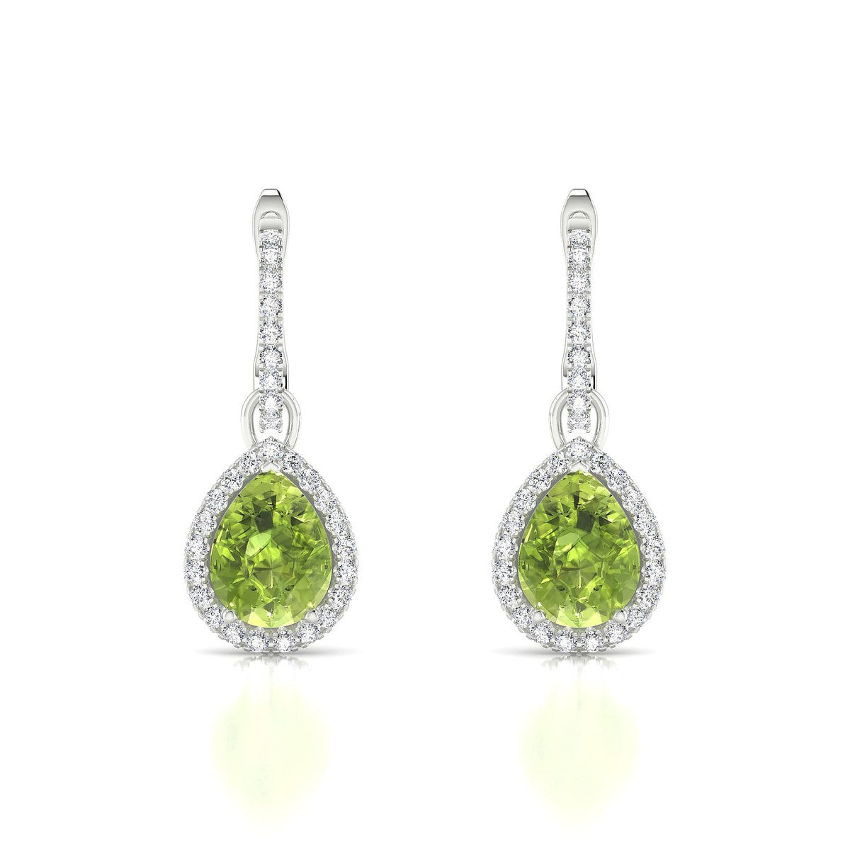 Sunrise | 18k White Gold 8 x 6 mm Pear Peridot Earrings