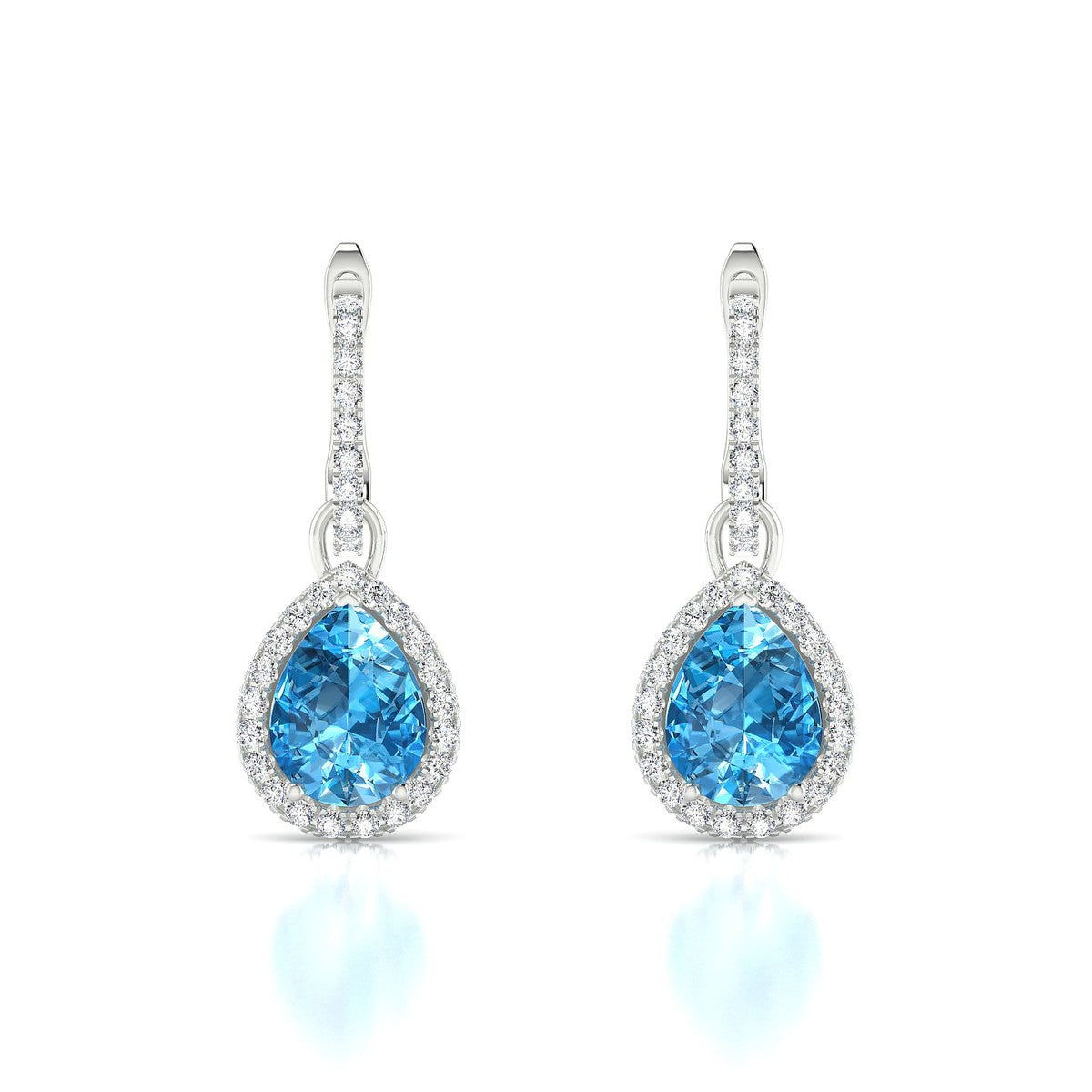Sunrise | 18k White Gold 8 x 6 mm Pear Topaz Earrings