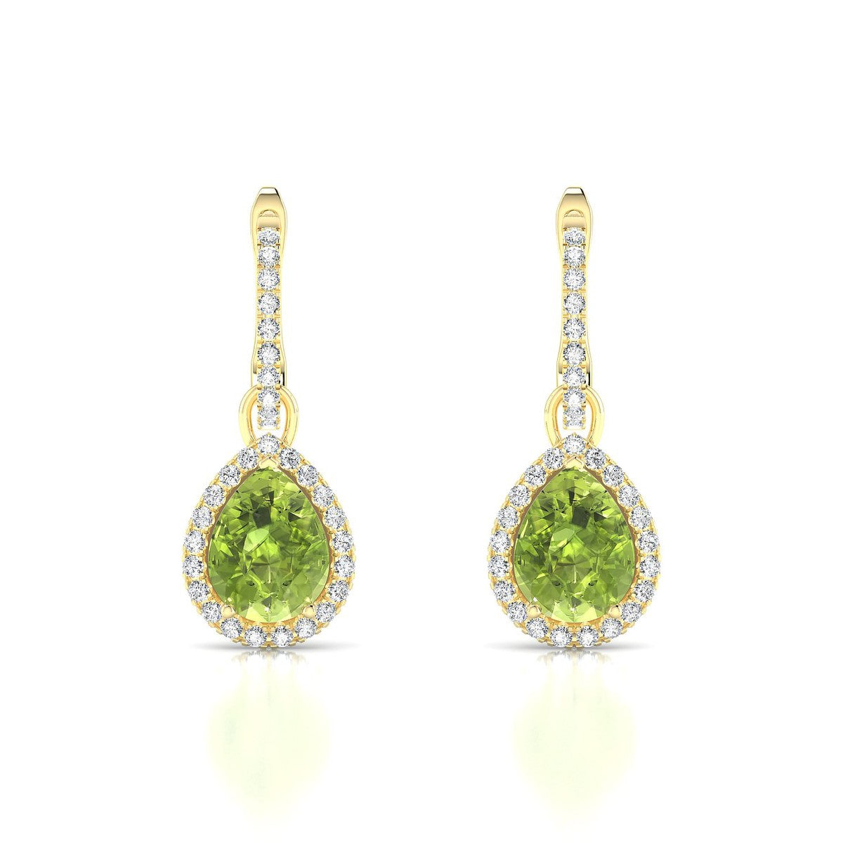 Sunrise | 18k Yellow Gold 8 x 6 mm Pear Peridot Earrings