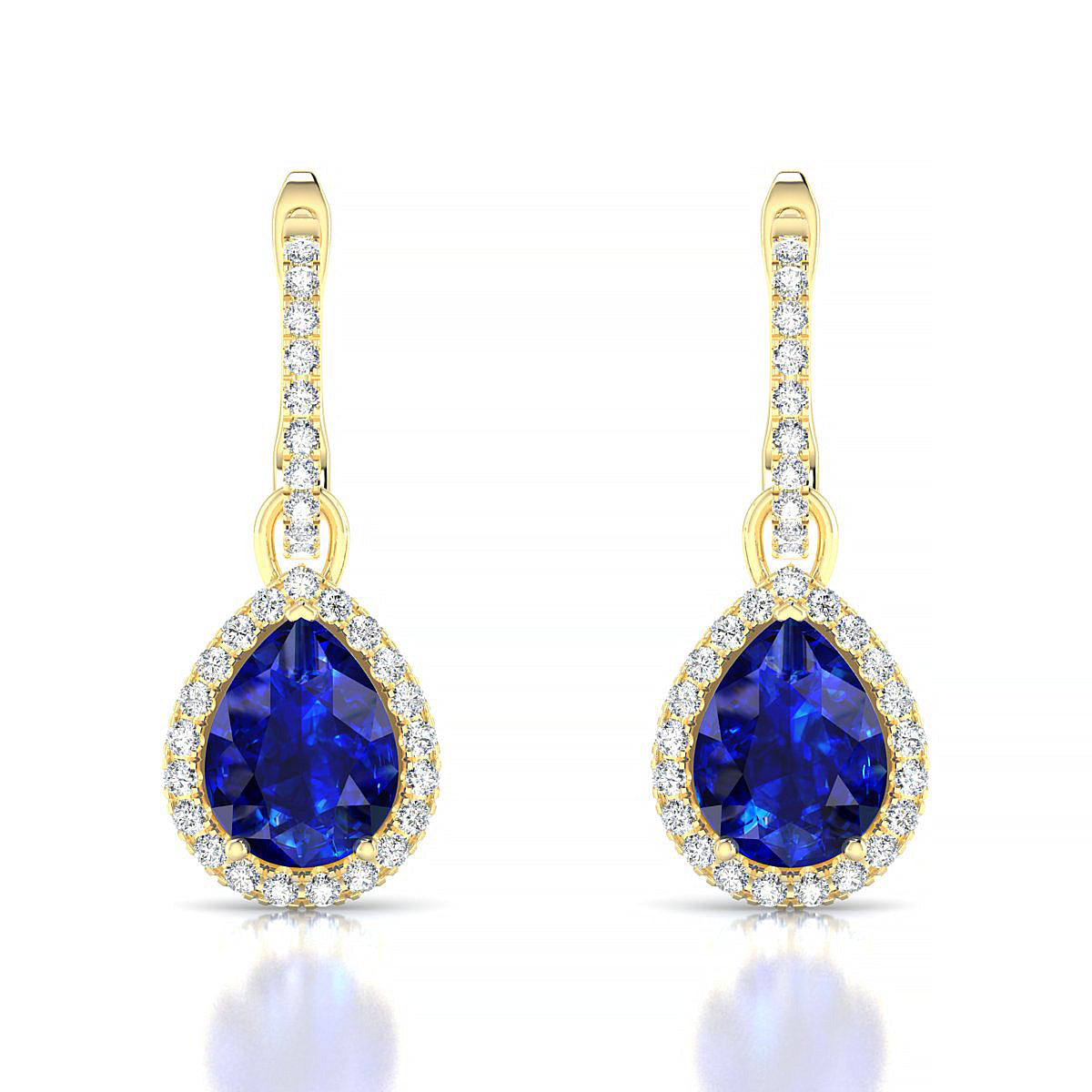 Sunrise | 18k Yellow Gold 8 x 6 mm Pear Sapphire Earrings