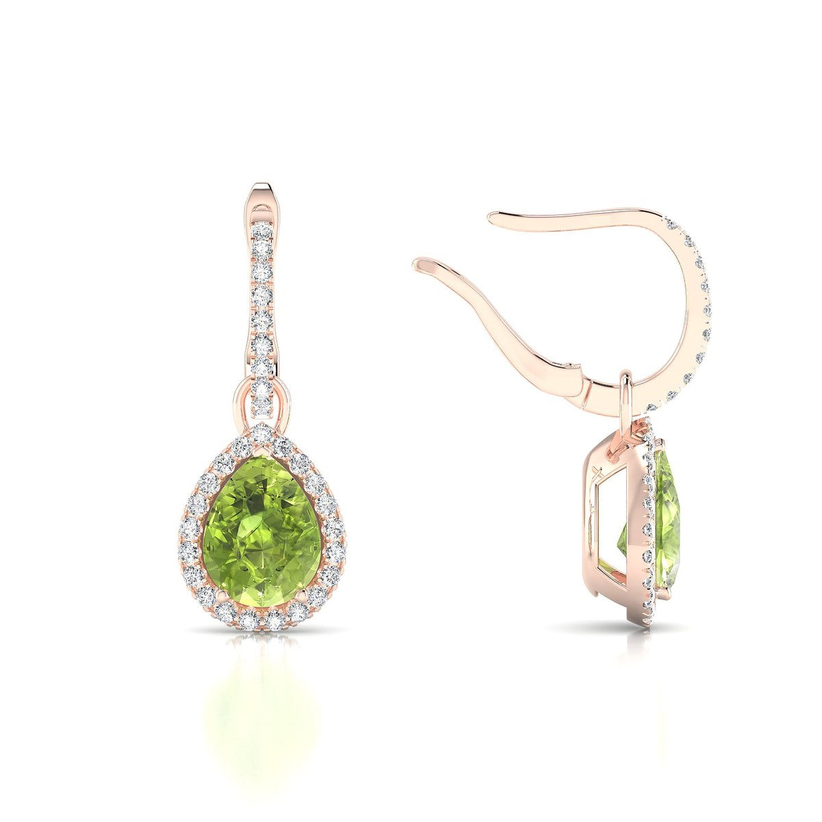 Sunrise | 18k Rose Gold 8 x 6 mm Pear Peridot Earrings