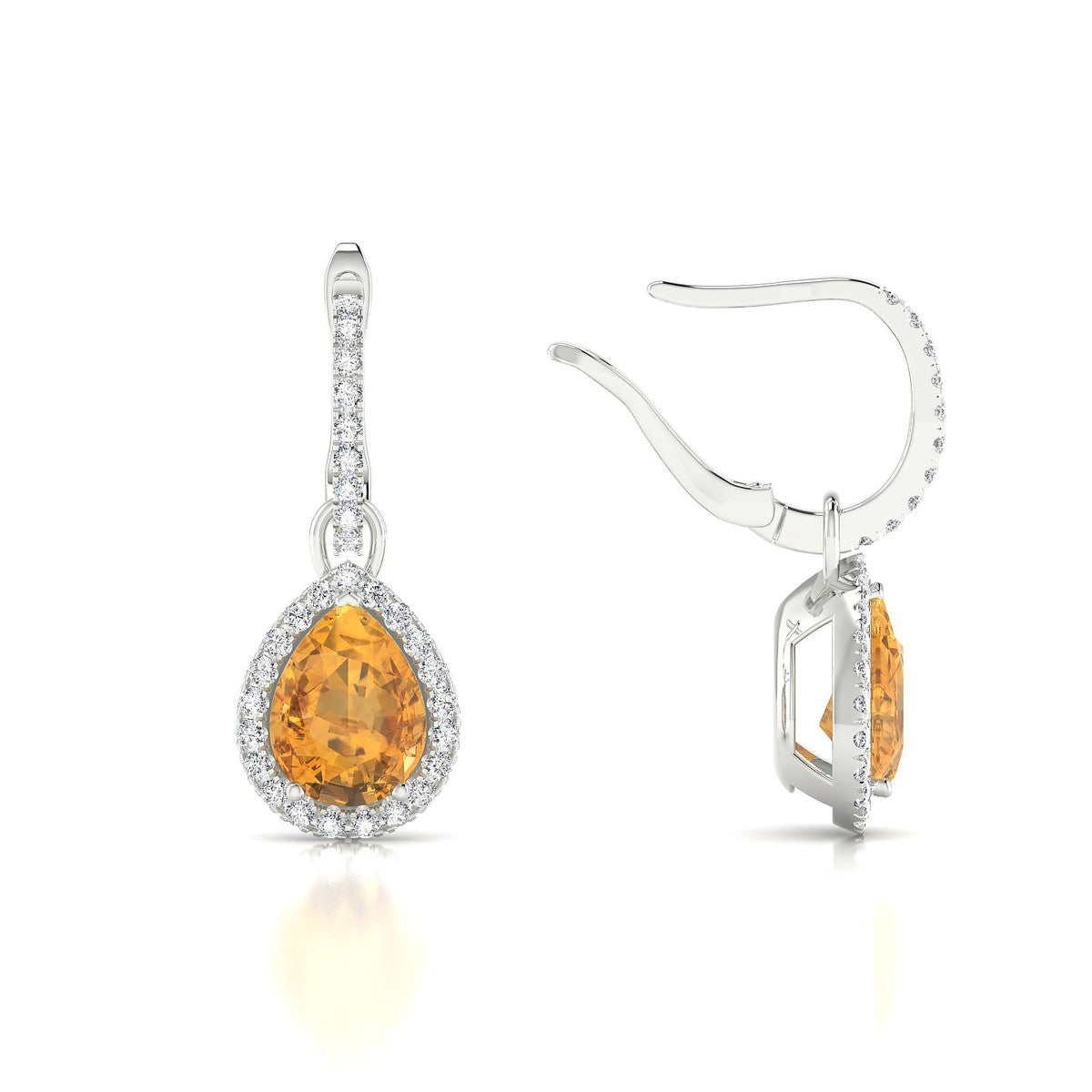 Sunrise | 18k White Gold 8 x 6 mm Pear Citrine Earrings