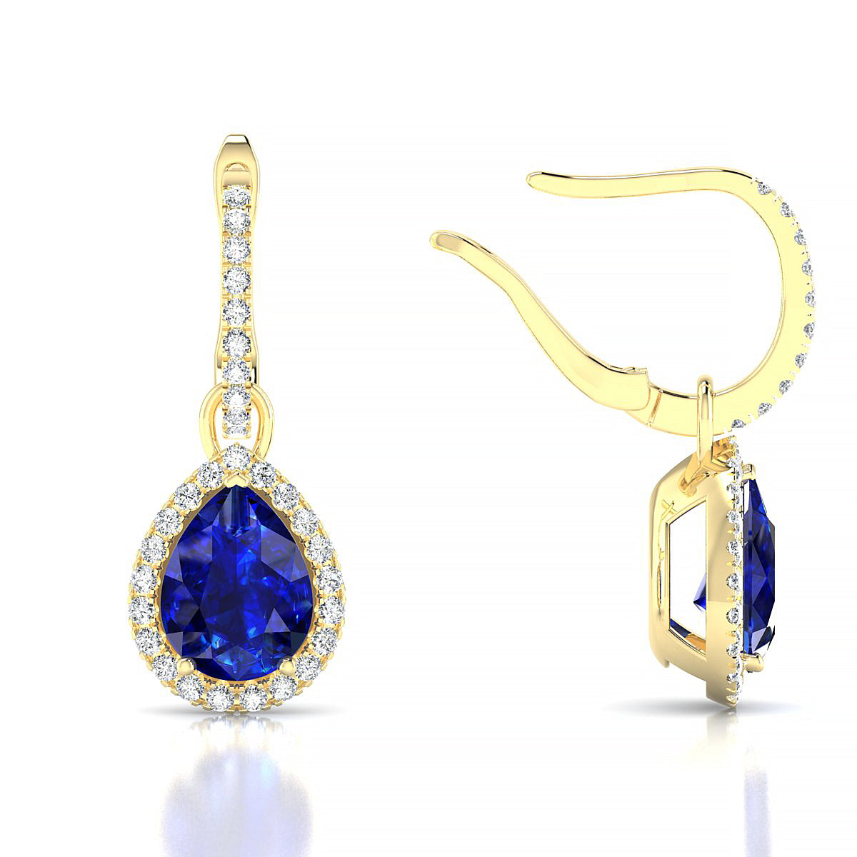 Sunrise | 18k Yellow Gold 8 x 6 mm Pear Sapphire Earrings