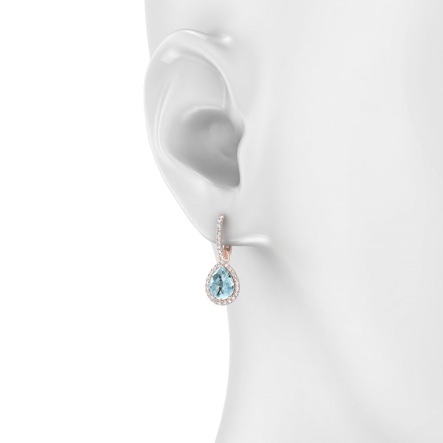 Sunrise | 18k Rose Gold 8 x 6 mm Pear Aquamarine Earrings