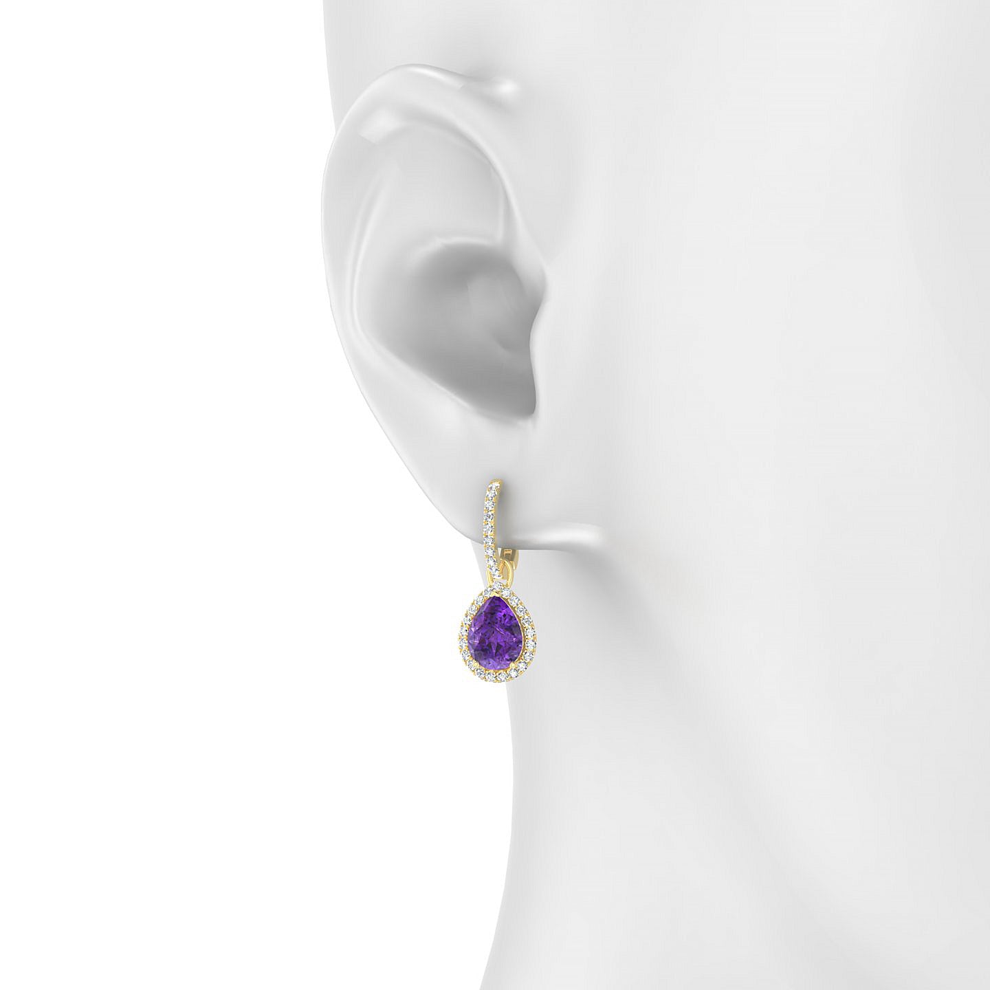 Sunrise | 18k Yellow Gold 8 x 6 mm Pear Amethyst Earrings