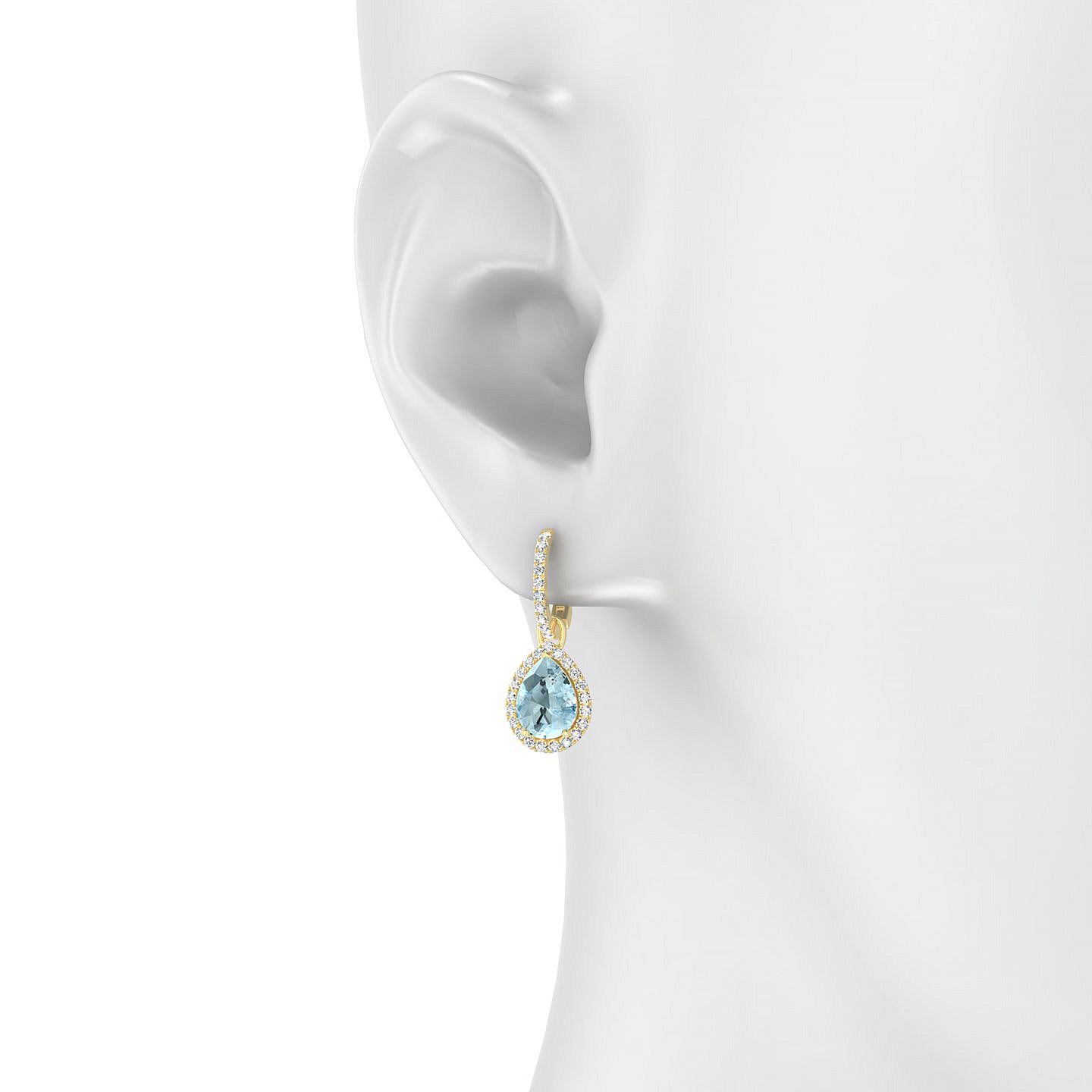 Sunrise | 18k Yellow Gold 8 x 6 mm Pear Aquamarine Earrings