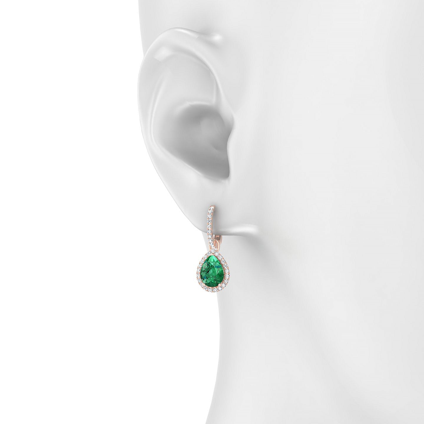 Sunrise | 18k Rose Gold 8 x 6 mm Pear Emerald Earrings