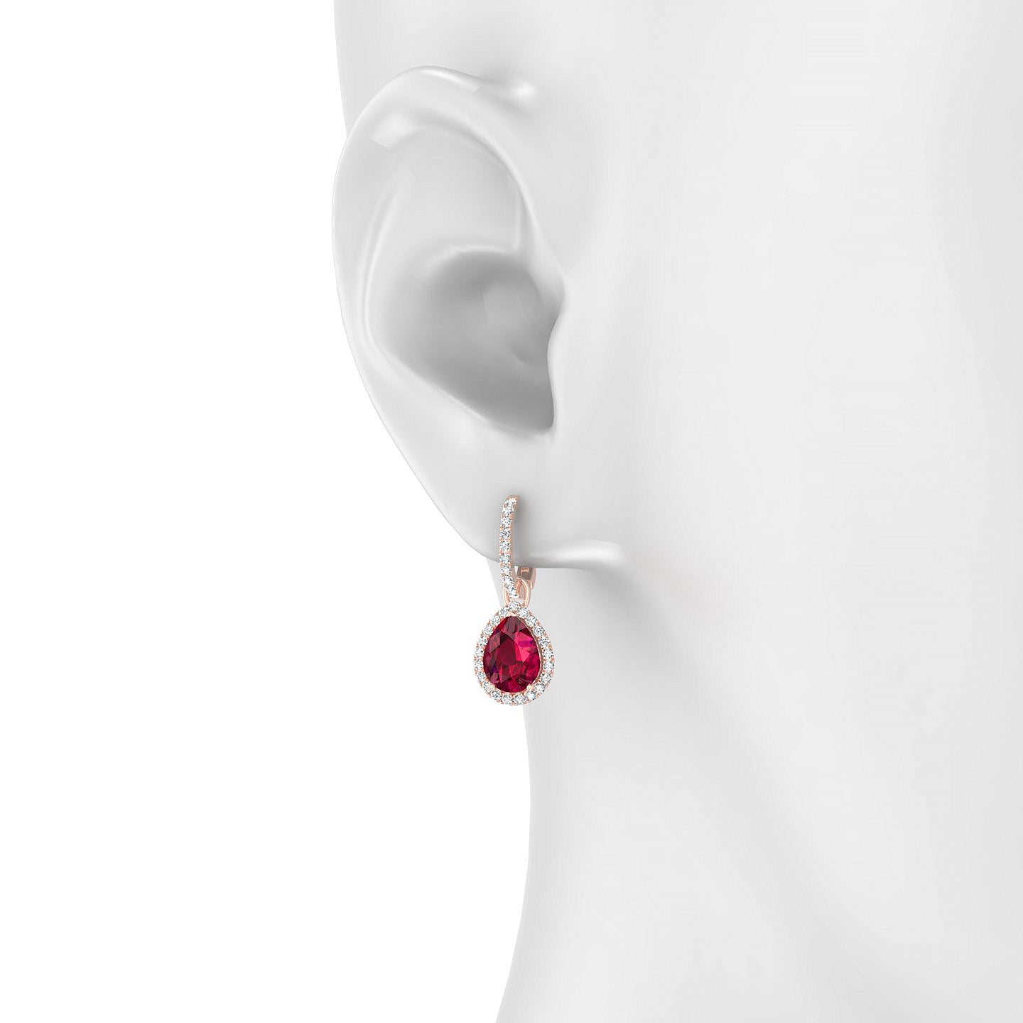 Sunrise | 18k Rose Gold 8 x 6 mm Pear Ruby Earrings