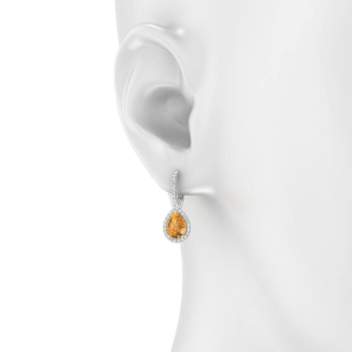 Sunrise | 18k White Gold 8 x 6 mm Pear Citrine Earrings
