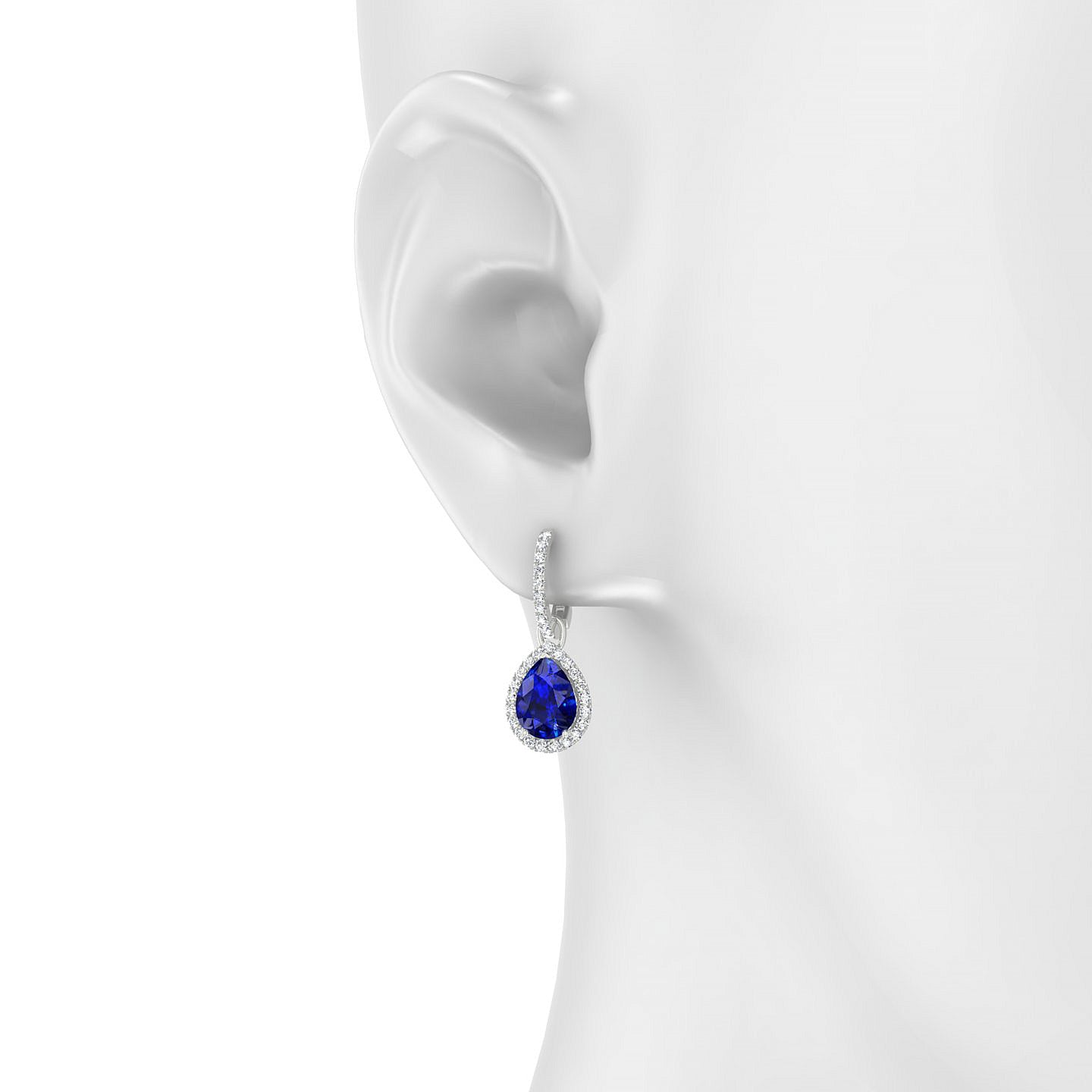 Sunrise | 18k White Gold 8 x 6 mm Pear Sapphire Earrings