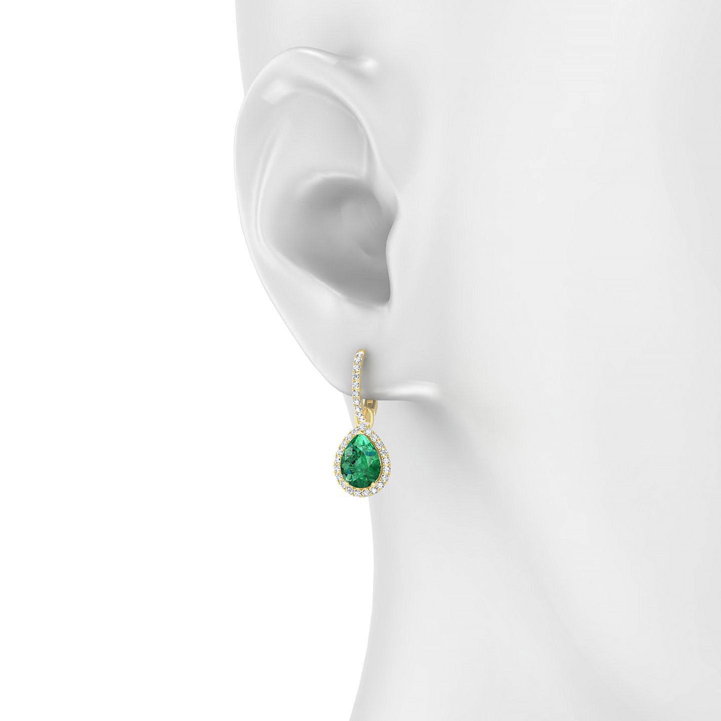 Sunrise | 18k Yellow Gold 8 x 6 mm Pear Emerald Earrings
