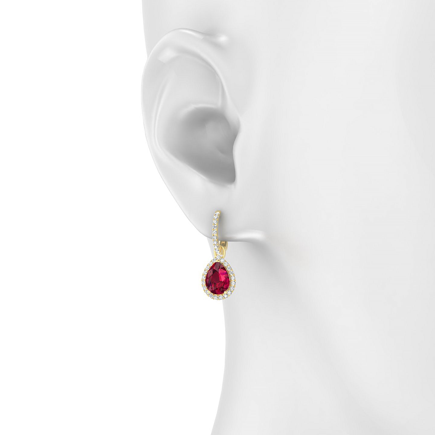 Sunrise | 18k Yellow Gold 8 x 6 mm Pear Ruby Earrings