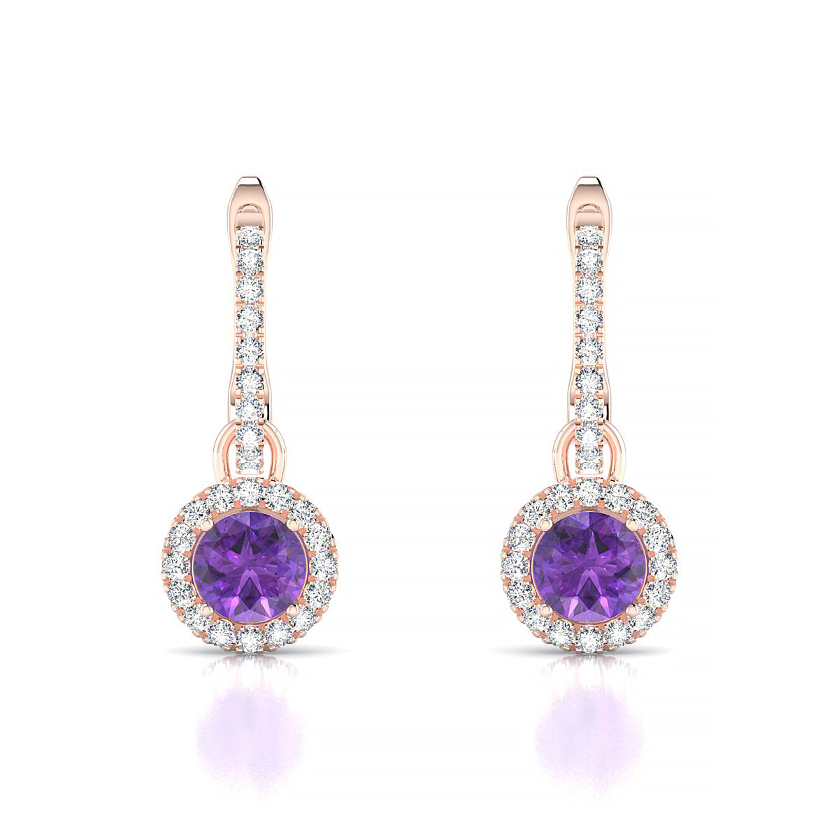 Sunrise | 18k Rose Gold 4.5 mm Round Amethyst Earrings