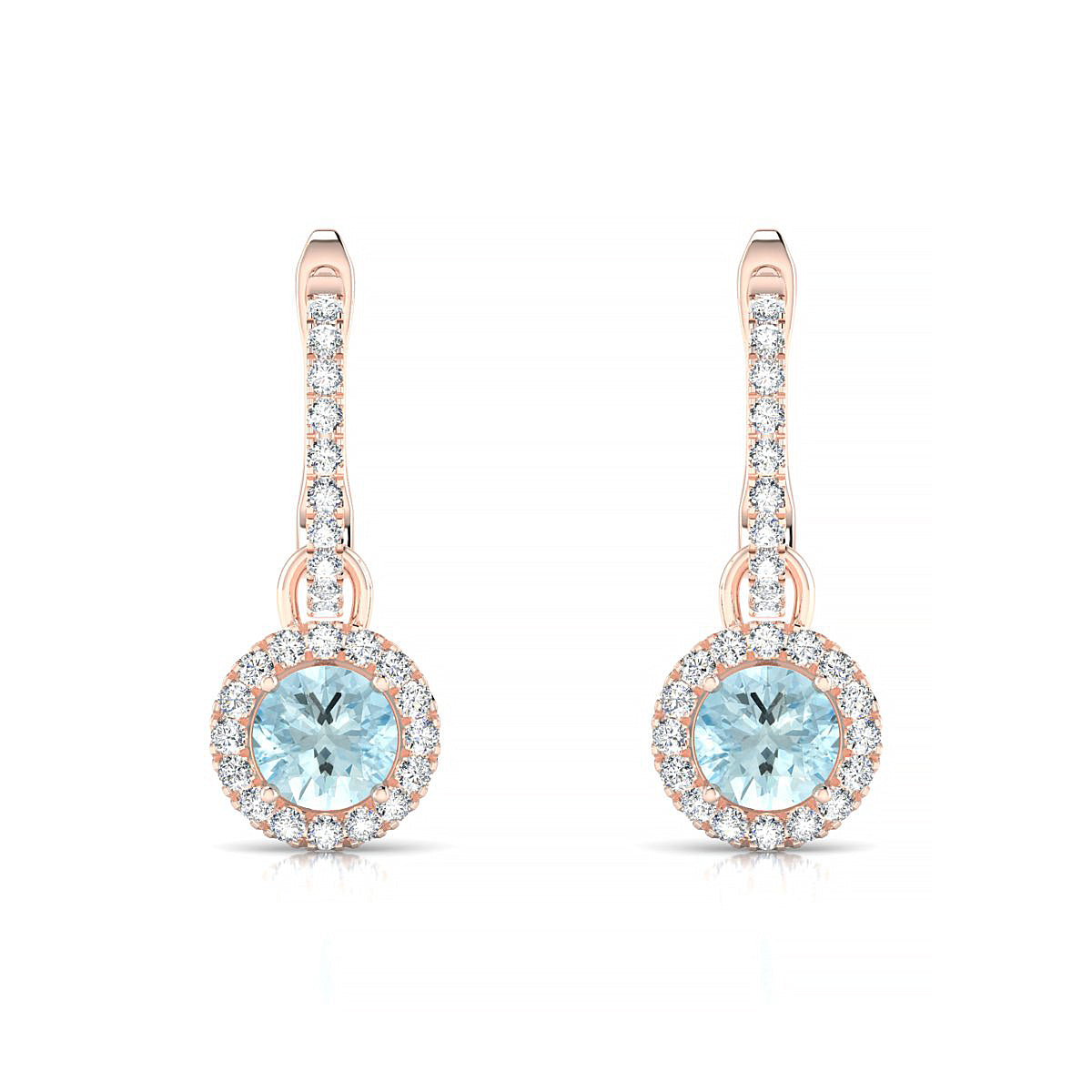 Sunrise | 18k Rose Gold 4.5 mm Round Aquamarine Earrings