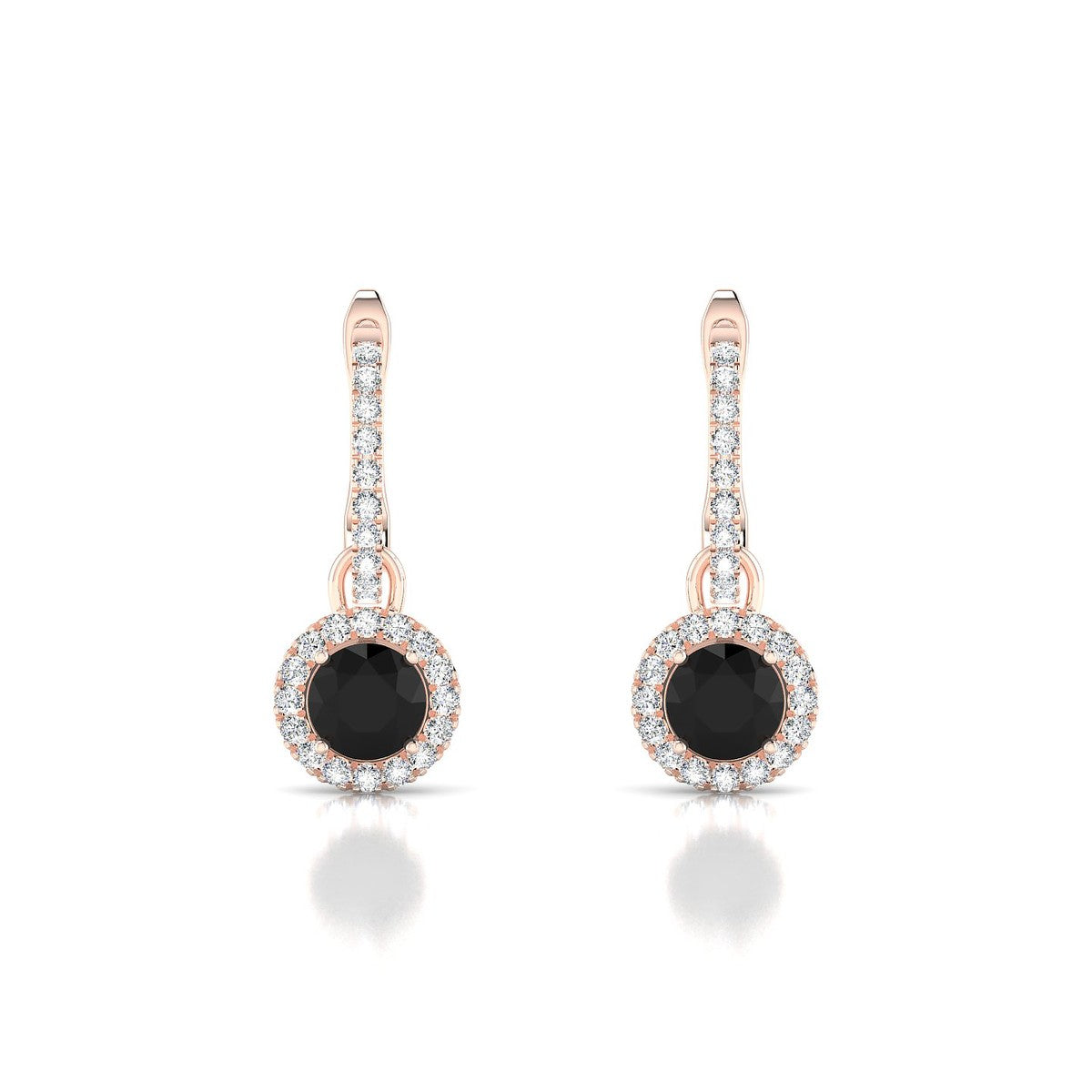 Sunrise | 18k Rose Gold 4.5 mm Round Black Diamond Earrings