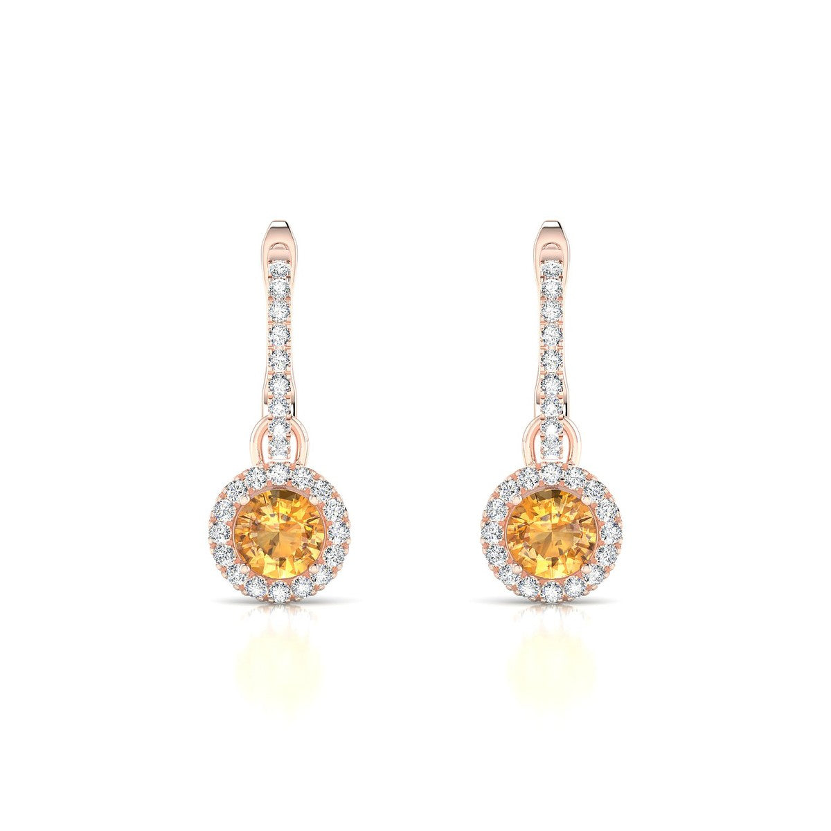 Sunrise | 18k Rose Gold 4.5 mm Round Citrine Earrings