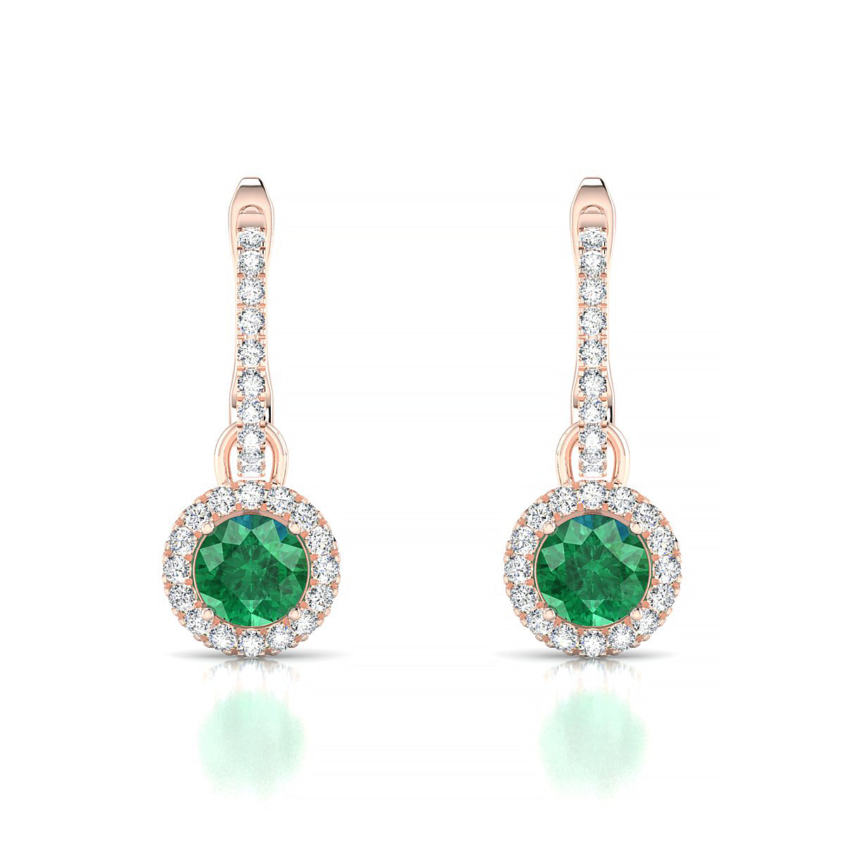 Sunrise | 18k Rose Gold 4.5 mm Round Emerald Earrings