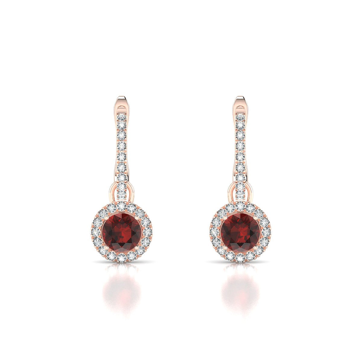 Sunrise | 18k Rose Gold 4.5 mm Round Garnet Earrings
