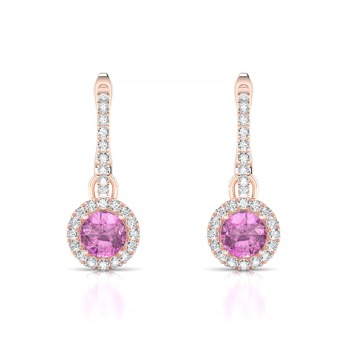 Sunrise | 18k Rose Gold 4.5 mm Round Pink Sapphire Earrings