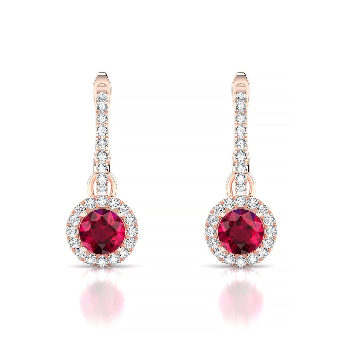 Sunrise | 18k Rose Gold 4.5 mm Round Ruby Earrings