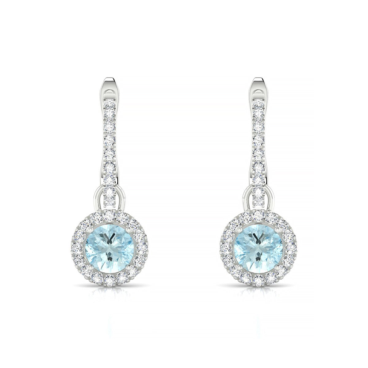 Sunrise | 18k White Gold 4.5 mm Round Aquamarine Earrings
