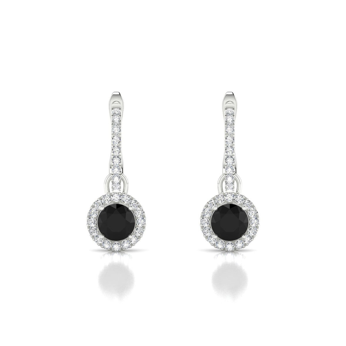 Sunrise | 18k White Gold 4.5 mm Round Black Diamond Earrings